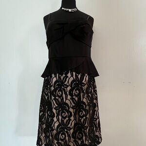 Elegant Black and Cream Lace Dress